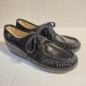 SAS Siesta Black Leather Tripad Comfort Lace Walking Shoe Women's Size 9.5 M